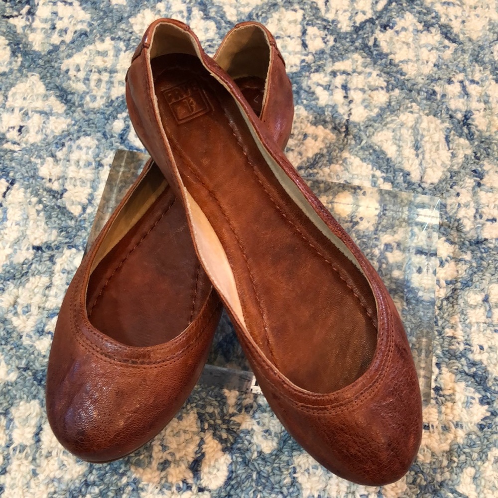 Frye Carson Ballet Flats Antiqued Leather New
